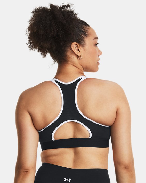 Women's HeatGear® Armour High Printed Sports Bra, Black, pdpMainDesktop image number 3